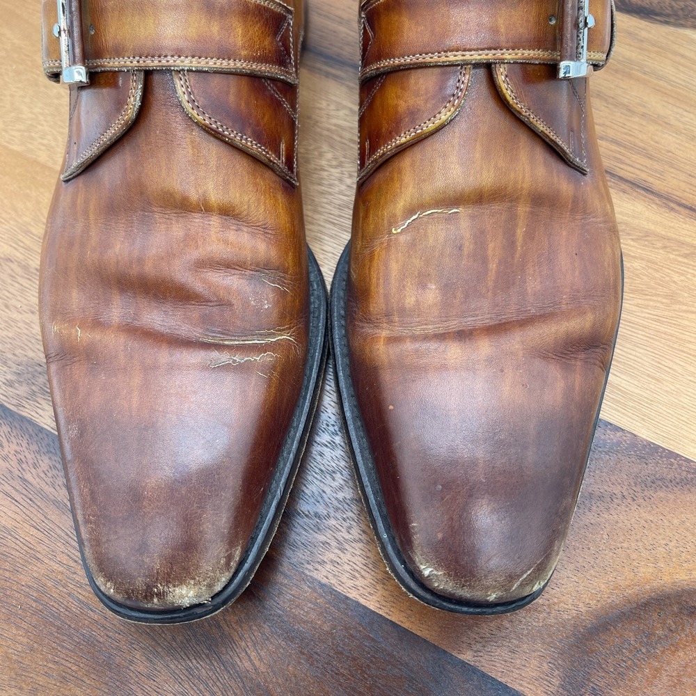 Magnanni Marco Mens 9 Monk Strap Cuero Loafer Dress Shoes Brown Leather 13276 - Picture 3 of 11